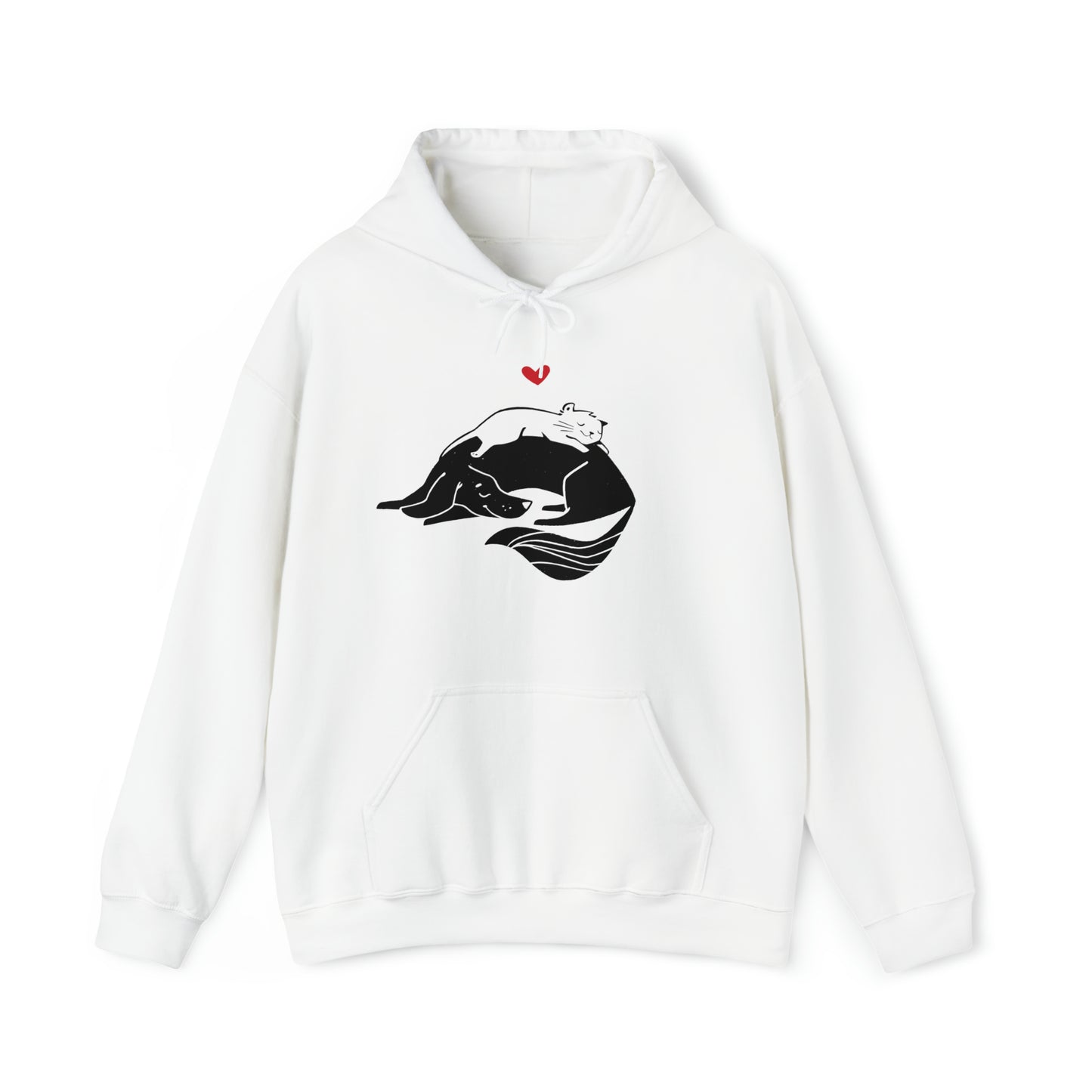 Dog & Cat Cuddling Women's Hooded Sweatshirt