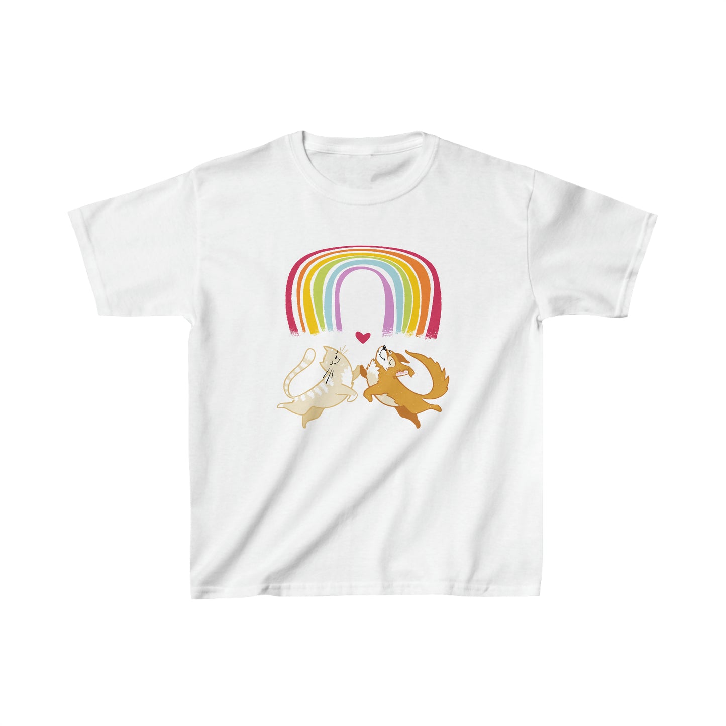 Rainbow Dog & Cat Kid's Heavy Cotton Tee