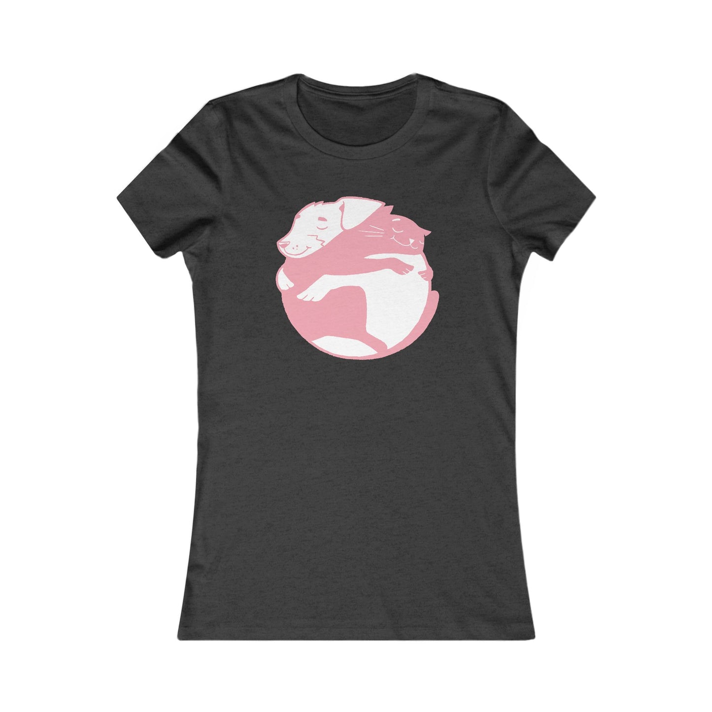 Dog & Cat Hugging Women's Fitted Tee