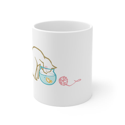 Cat Fishbowl Ceramic Mug 11oz