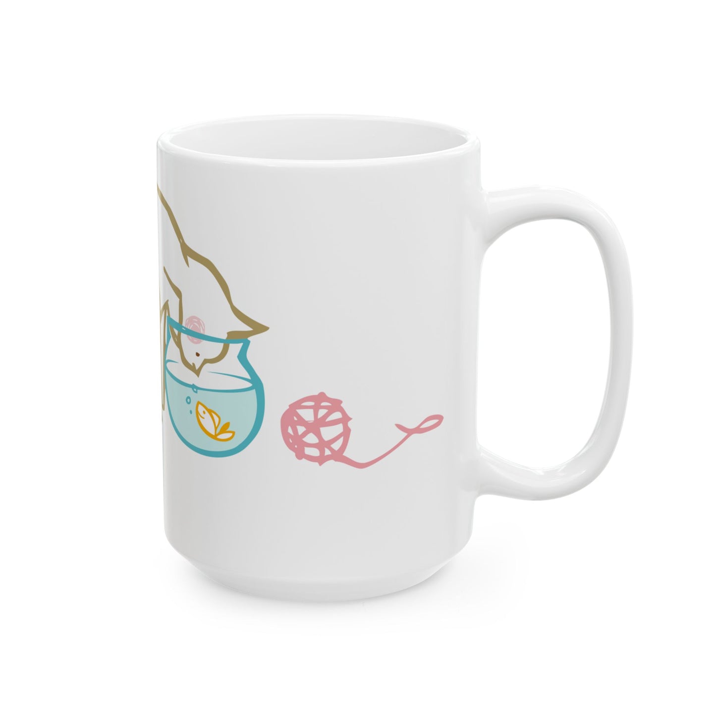 Cat Fishbowl Ceramic Mug 15oz