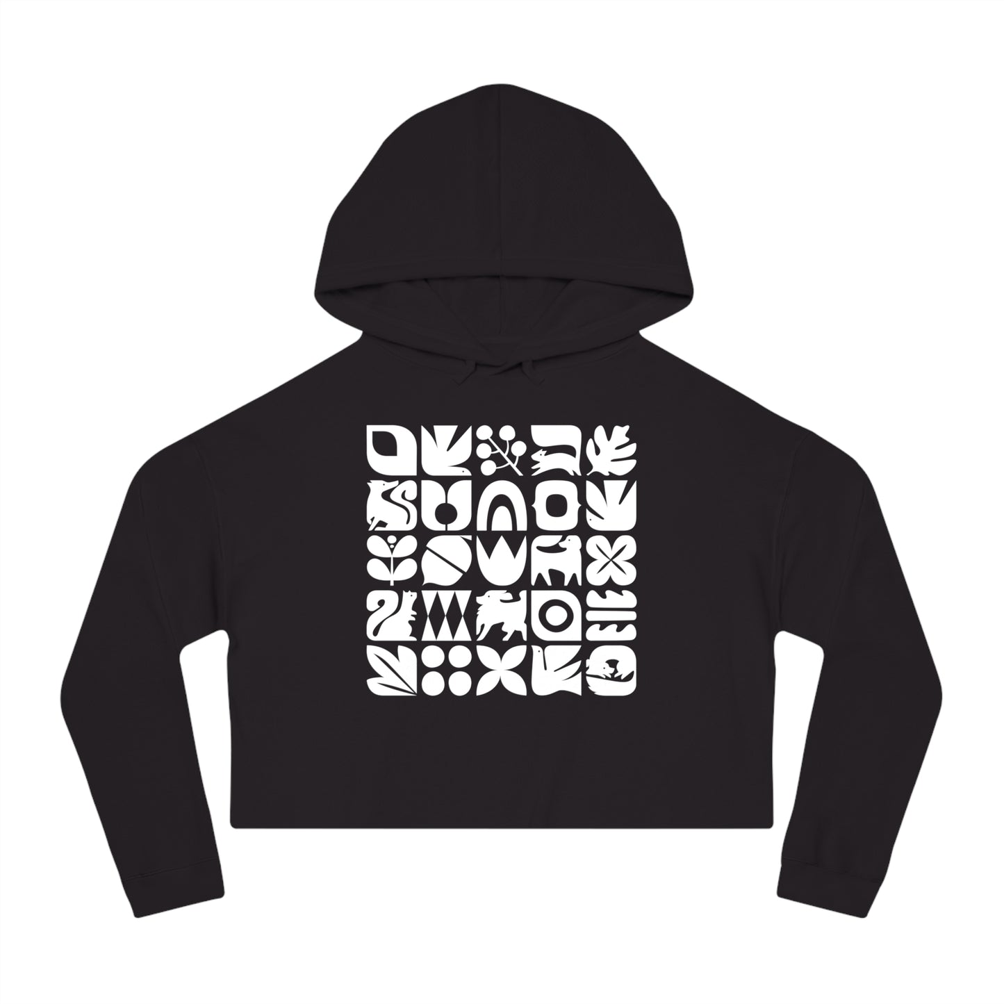 Dogs and Squirrels Graphic Women's Cropped Hooded Sweatshirt