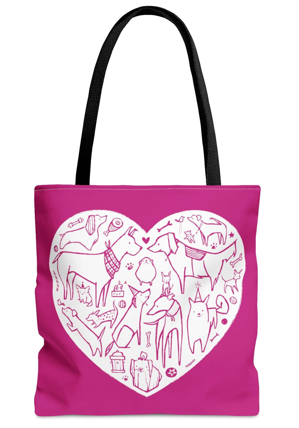 Pink Dog Heart Tote Bag