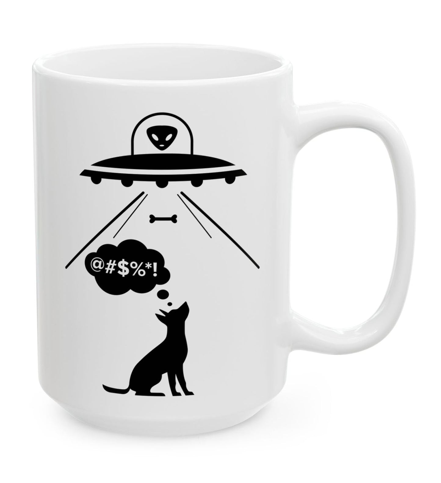 Alien Dog Bone Abduction Ceramic Mug 15oz