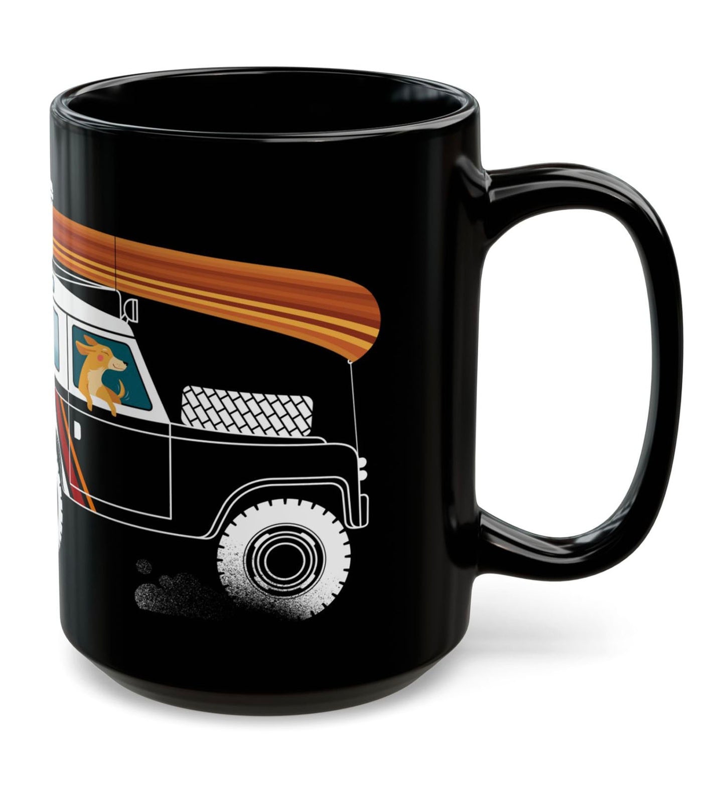 Camping Dog 15oz Black Mug
