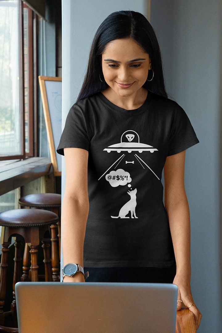 Alien Dog Bone Abduction Women's Graphic Tee