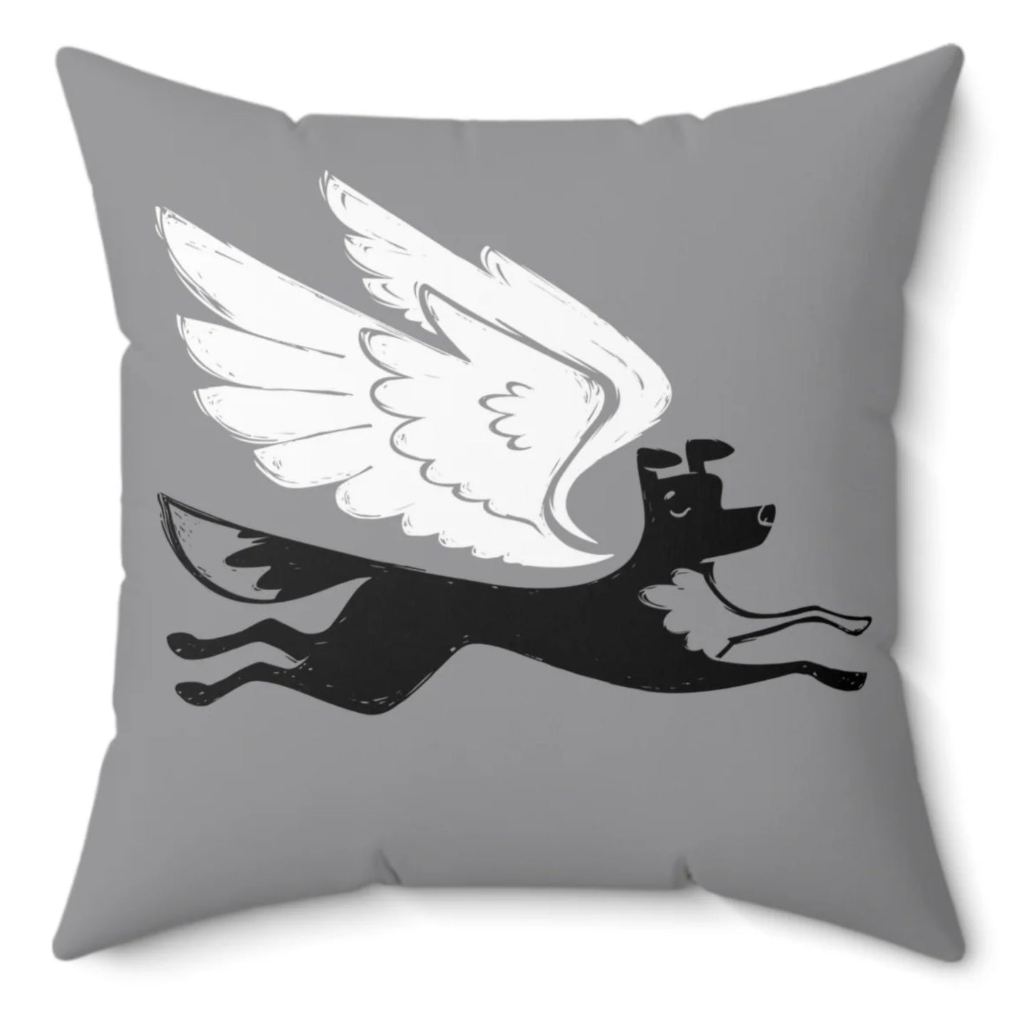 Angel Dog Spun Polyester Square Pillow