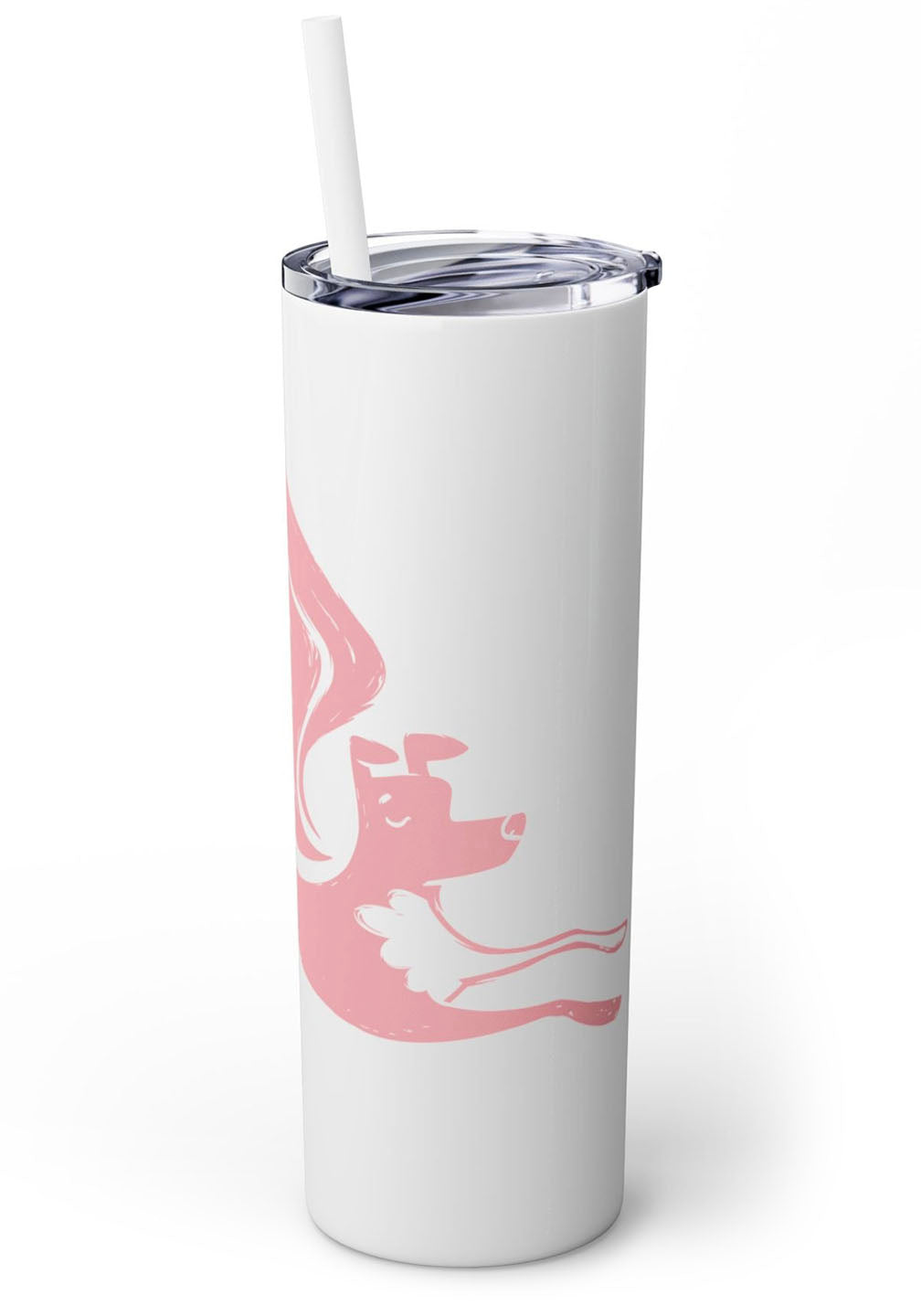 Angel Dog Skinny Tumbler with Straw, 20oz