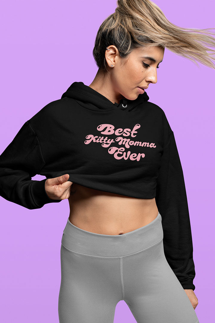 Best Kitty Momma Ever Women’s Cropped Hooded Sweatshirt