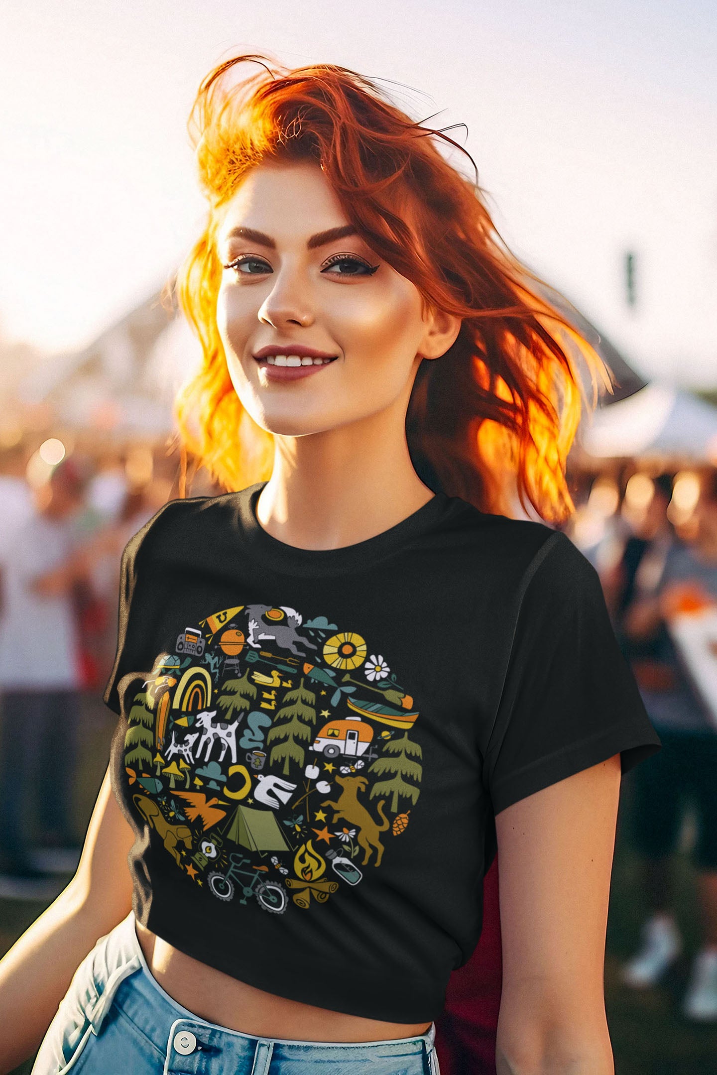 Camping Dogs Women's Baby Tee