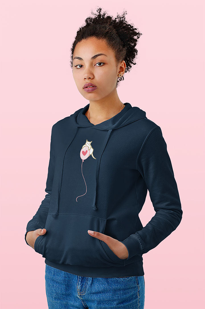 Cat on Heart Strings Women's Hooded Sweatshirt