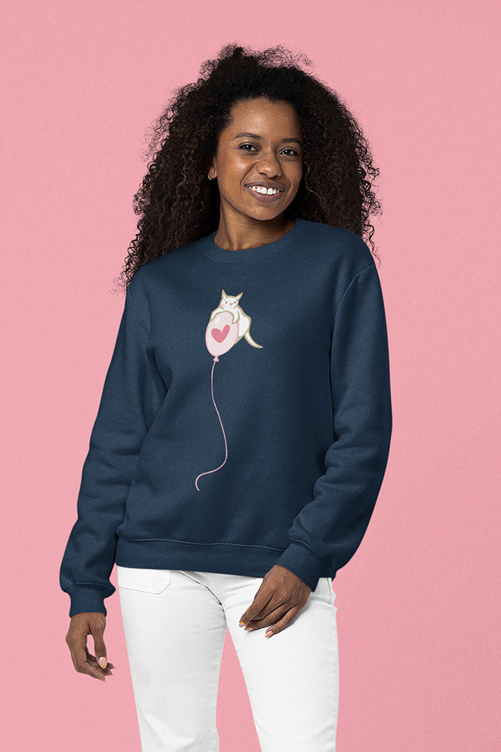 Cat on Heart Strings Women's Heavy Blend Crewneck Sweatshirt