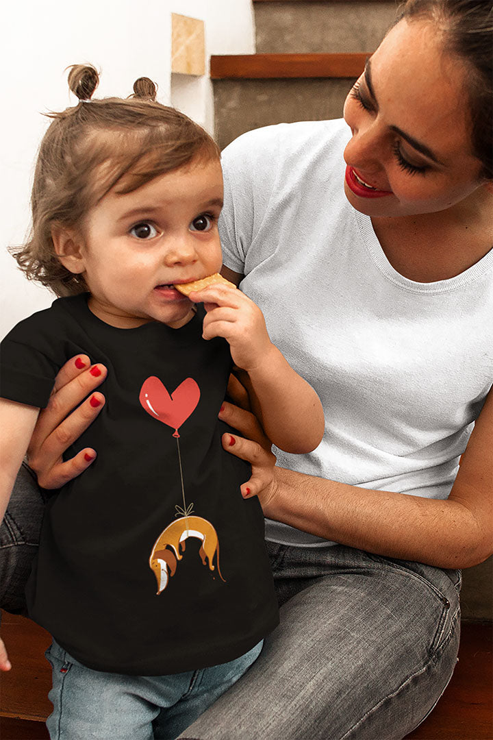 Wiener Dog on Heart Strings Baby Graphic Tee
