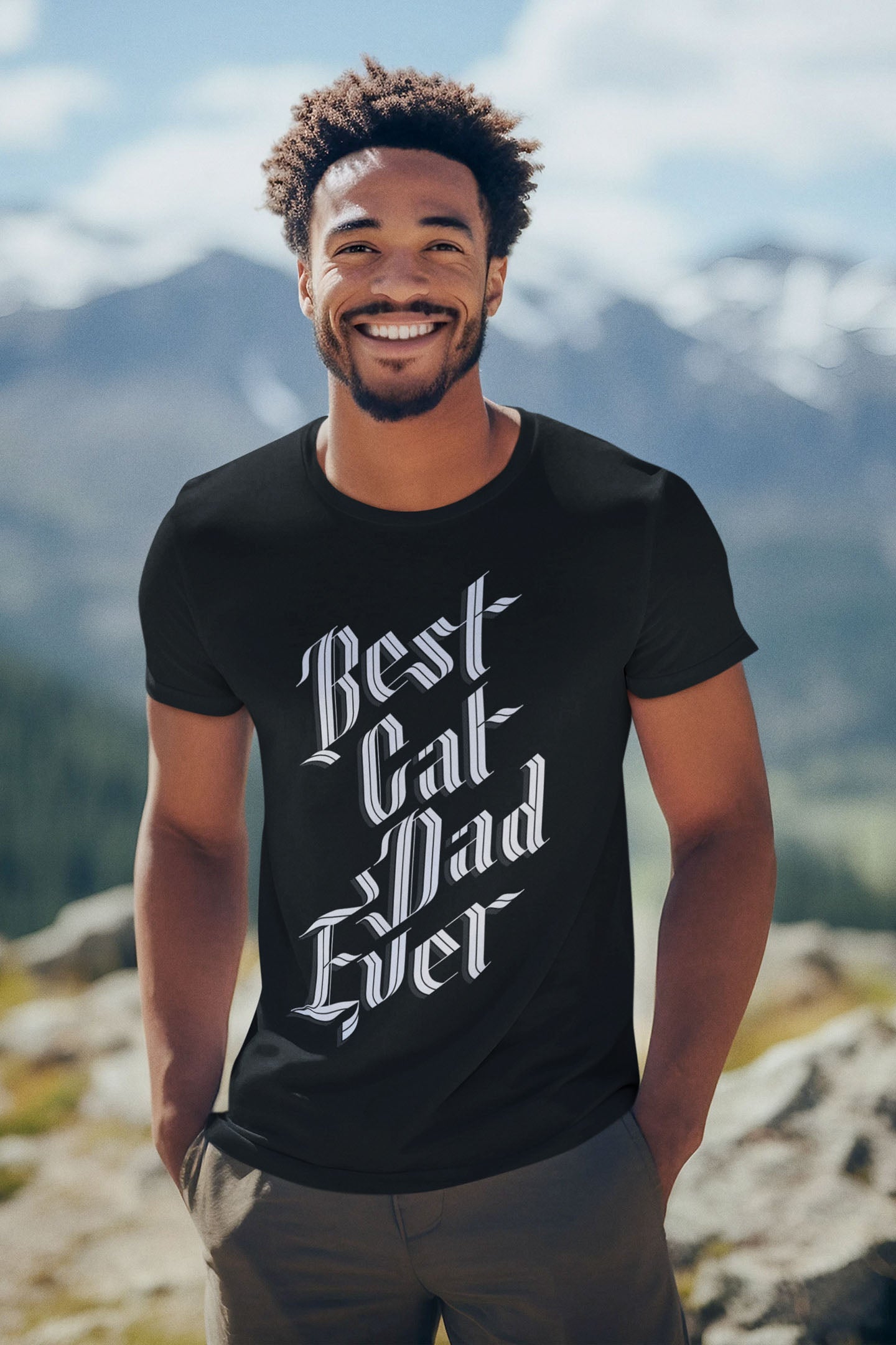 Sophisticated Best Cat Dad Ever Men's Graphic Tee