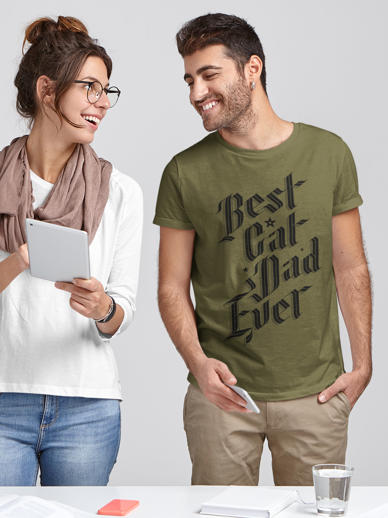 Sophisticated Best Cat Dad Ever Graphic Tee