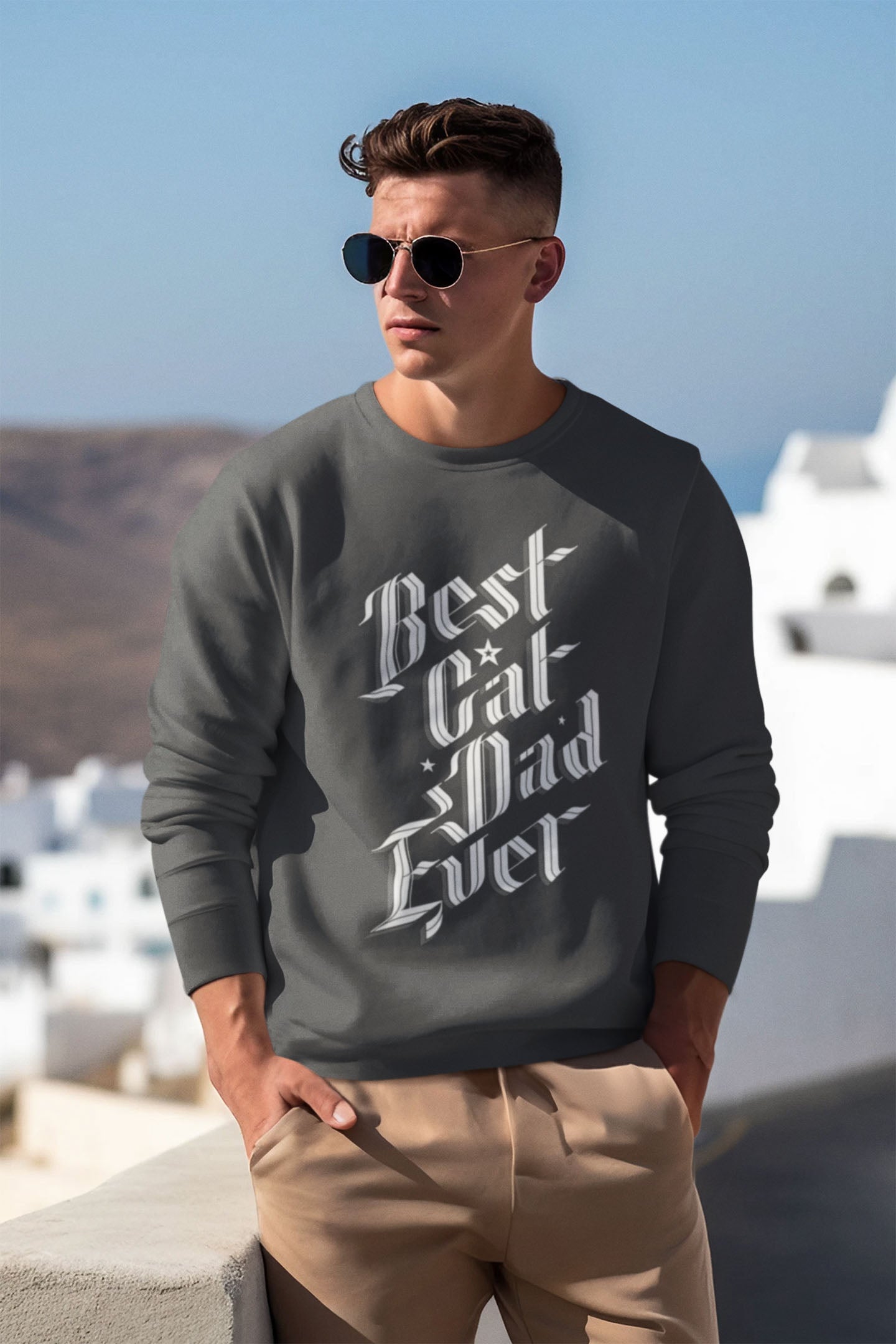 Best Cat Dad Ever Men's Heavy Blend Crewneck Sweatshirt