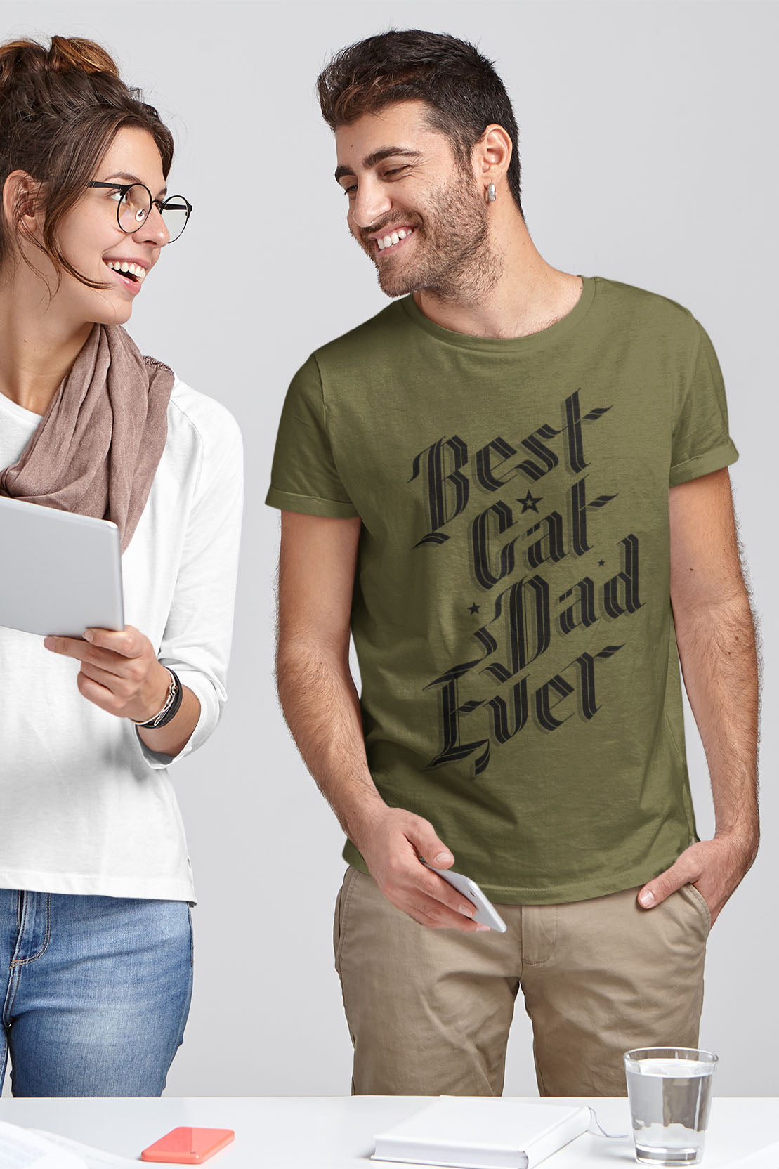 Sophisticated Best Cat Dad Ever Men's Graphic Tee
