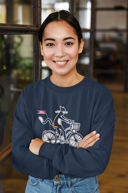 Bicycle Cat Women's Cropped Sweatshirt