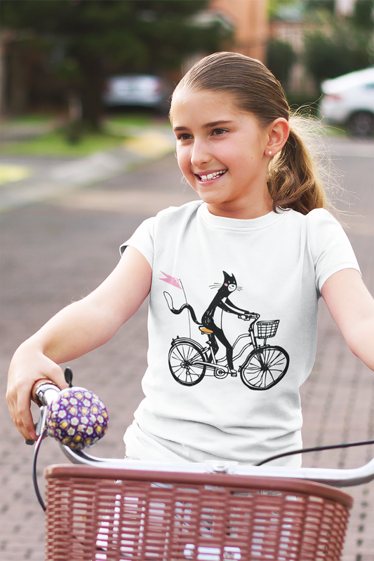 Bicycle Cat Kid’s Heavy Cotton Graphic Tee