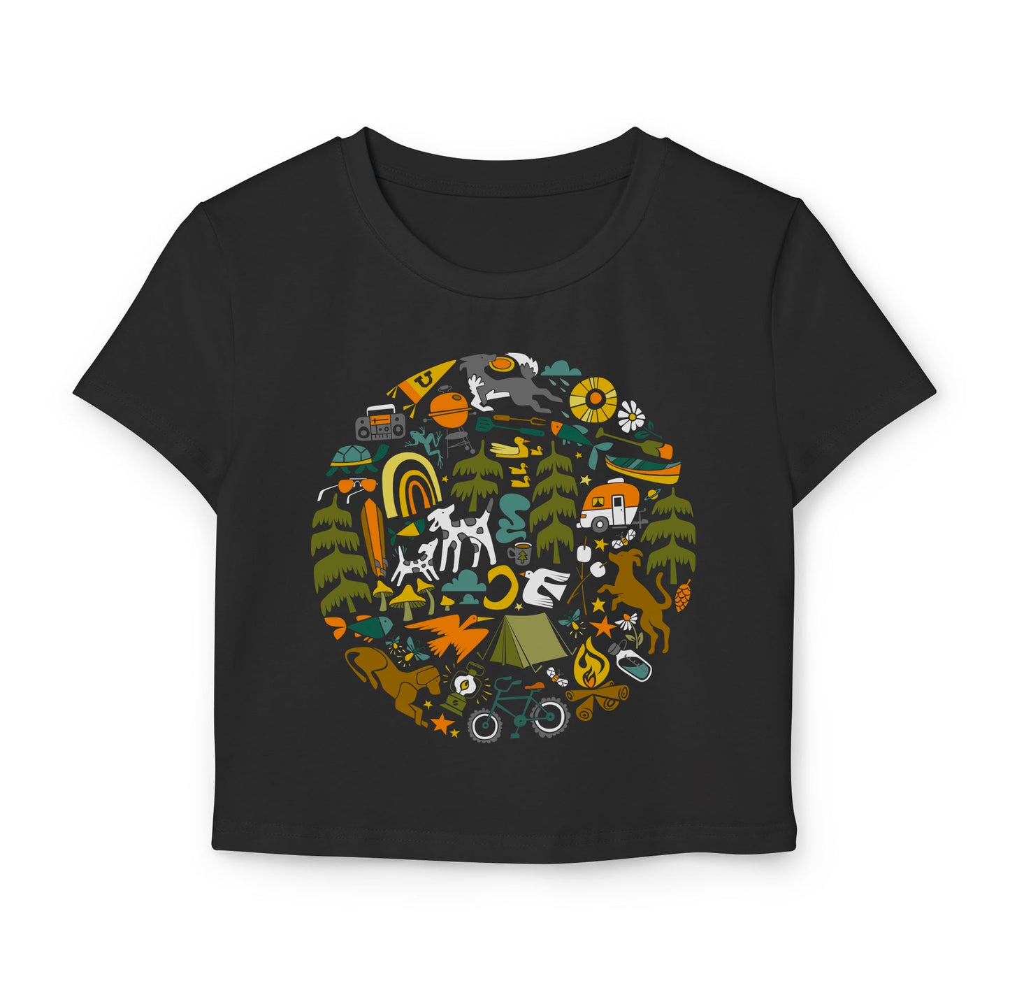Camping Dogs Women's Baby Tee