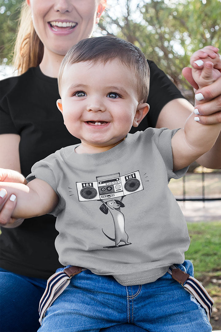Boombox Dog Baby Graphic Tee
