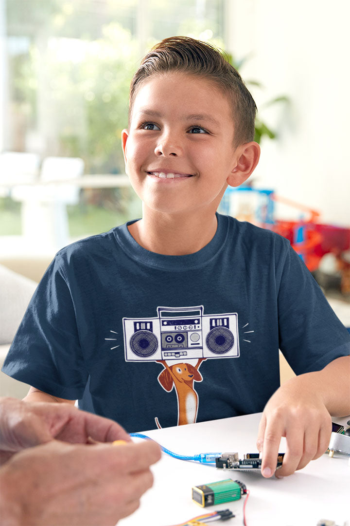 Brown Boombox Dog Kid’s Heavy Cotton Graphic Tee