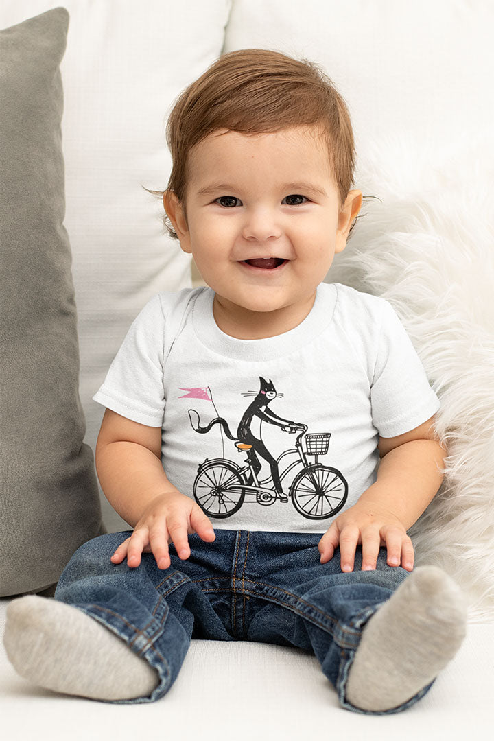 Bicycle Cat Baby Graphic Tee