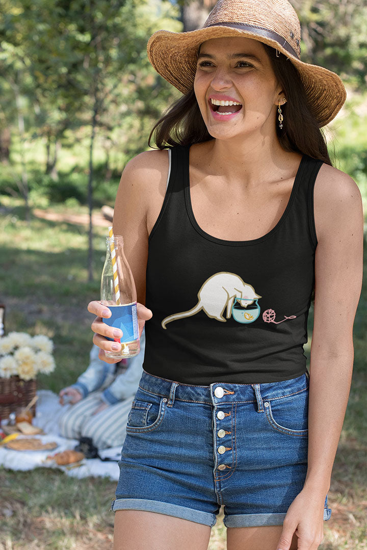 Cat & Fishbowl Women's Racerback Tank Top