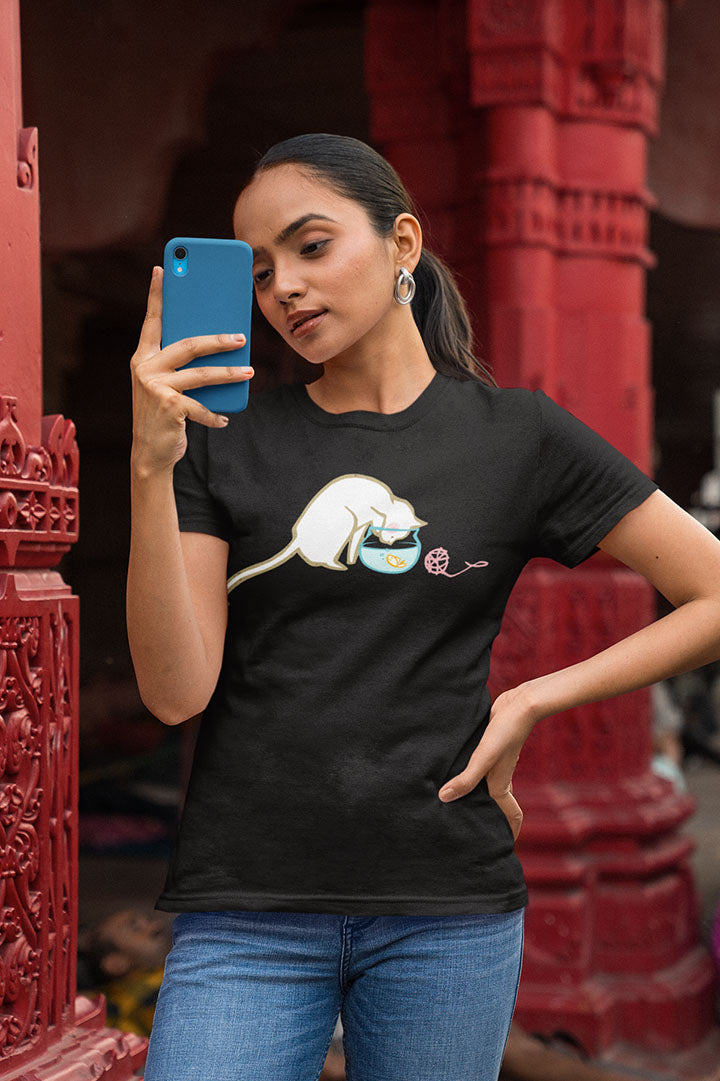 Cat & Fish Bowl Women's Graphic Tee