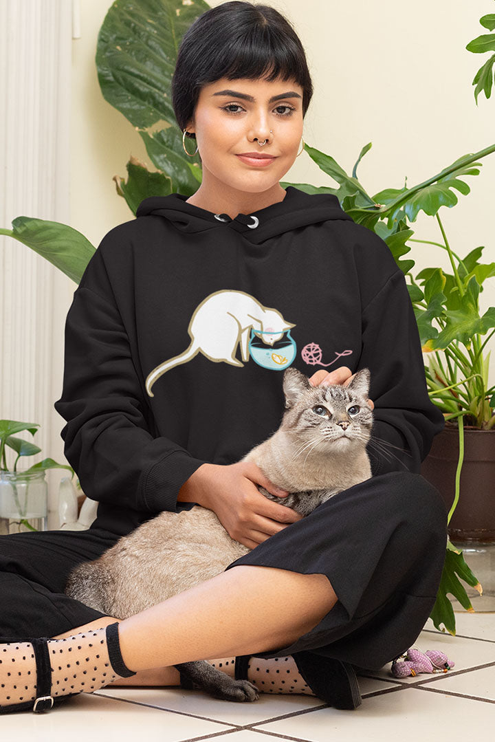 Cat & Fishbowl Women's Hooded Sweatshirt