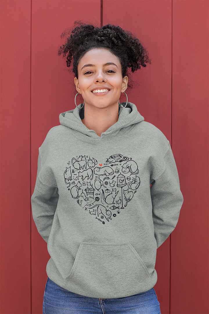 Cat Heart Women's Hooded Sweatshirt