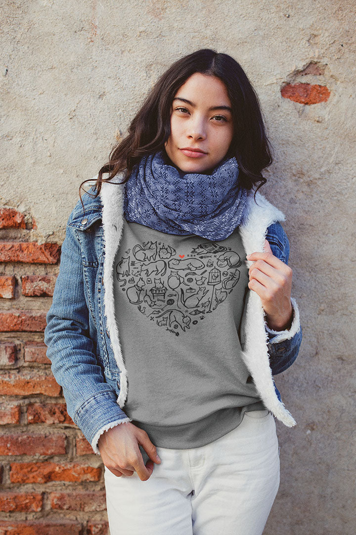 Cat Heart Women's Heavy Blend Crewneck Sweatshirt