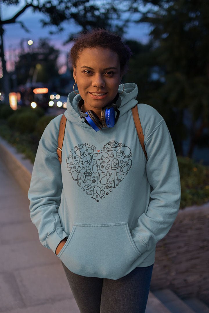 Cat Heart Women's Hooded Sweatshirt