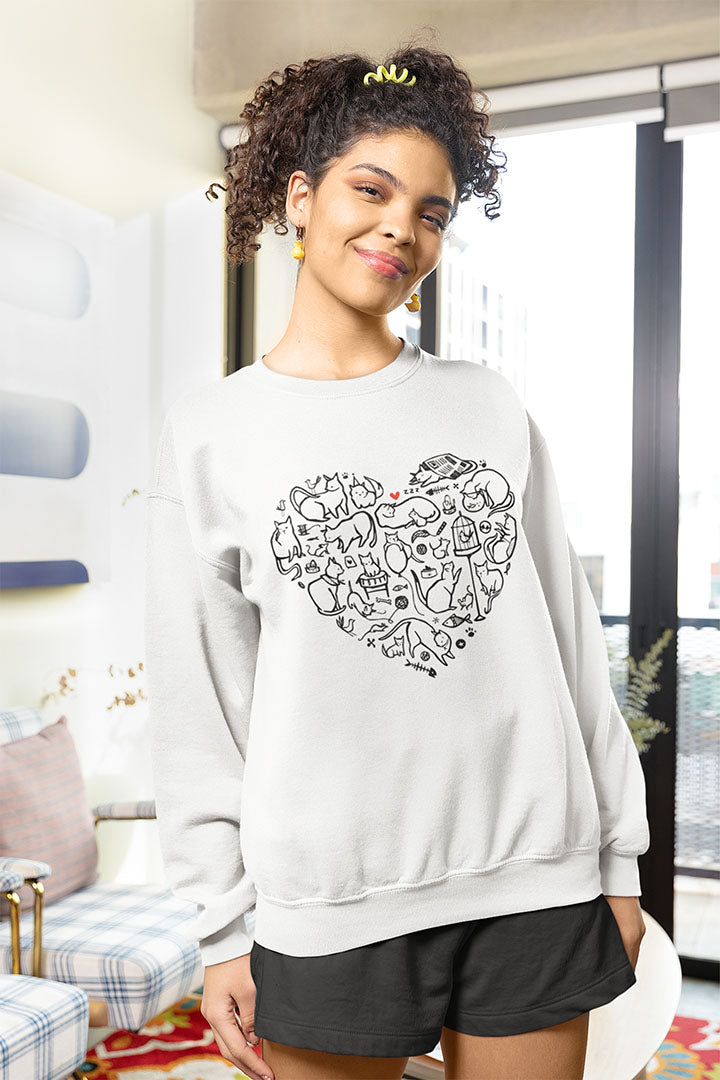 Cat Heart Women's Heavy Blend Crewneck Sweatshirt