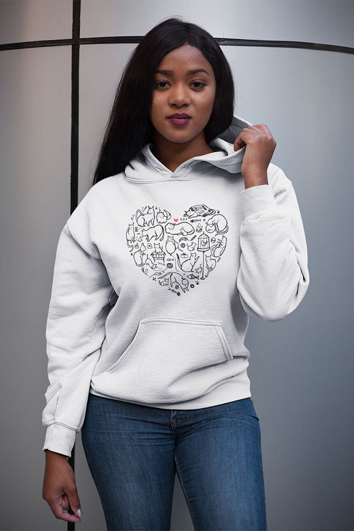 Cat Heart Women's Hooded Sweatshirt