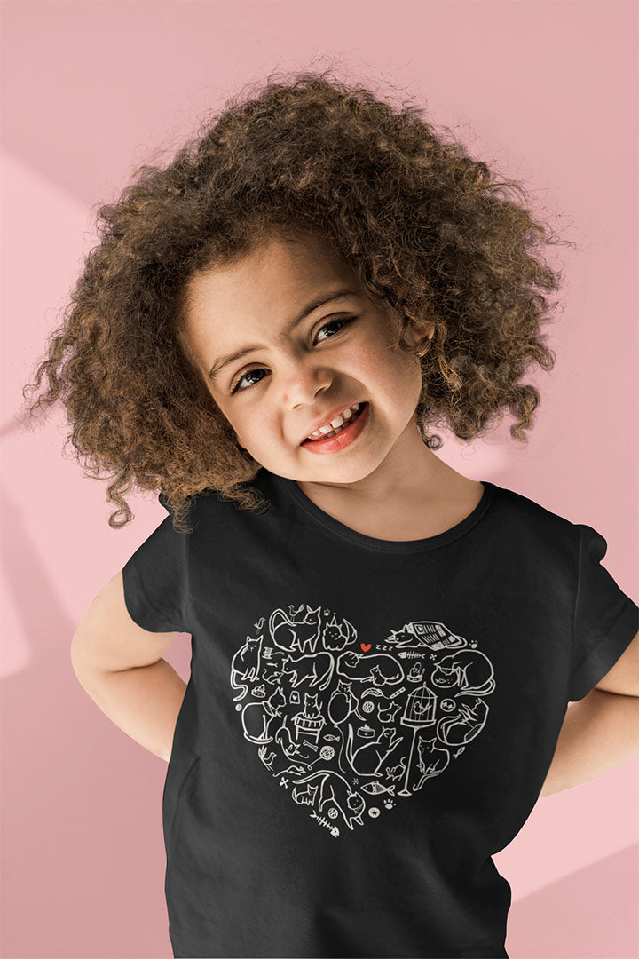 Adorable Cat Heart Kids' Tee – Soft, Stylish, and Full of Love!