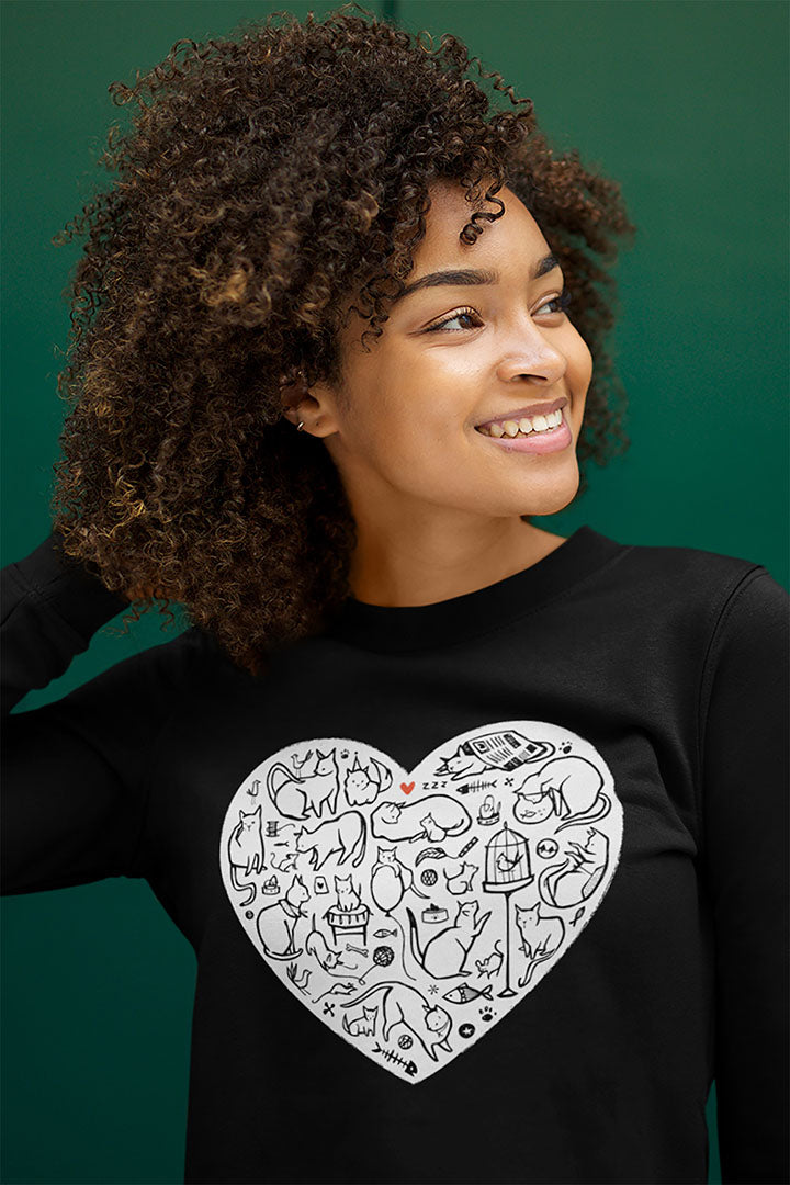 Cat Heart Women's Cropped Sweatshirt