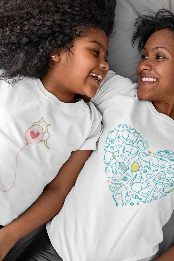 Cat on Heart Strings Kid’s Heavy Cotton Graphic Tee