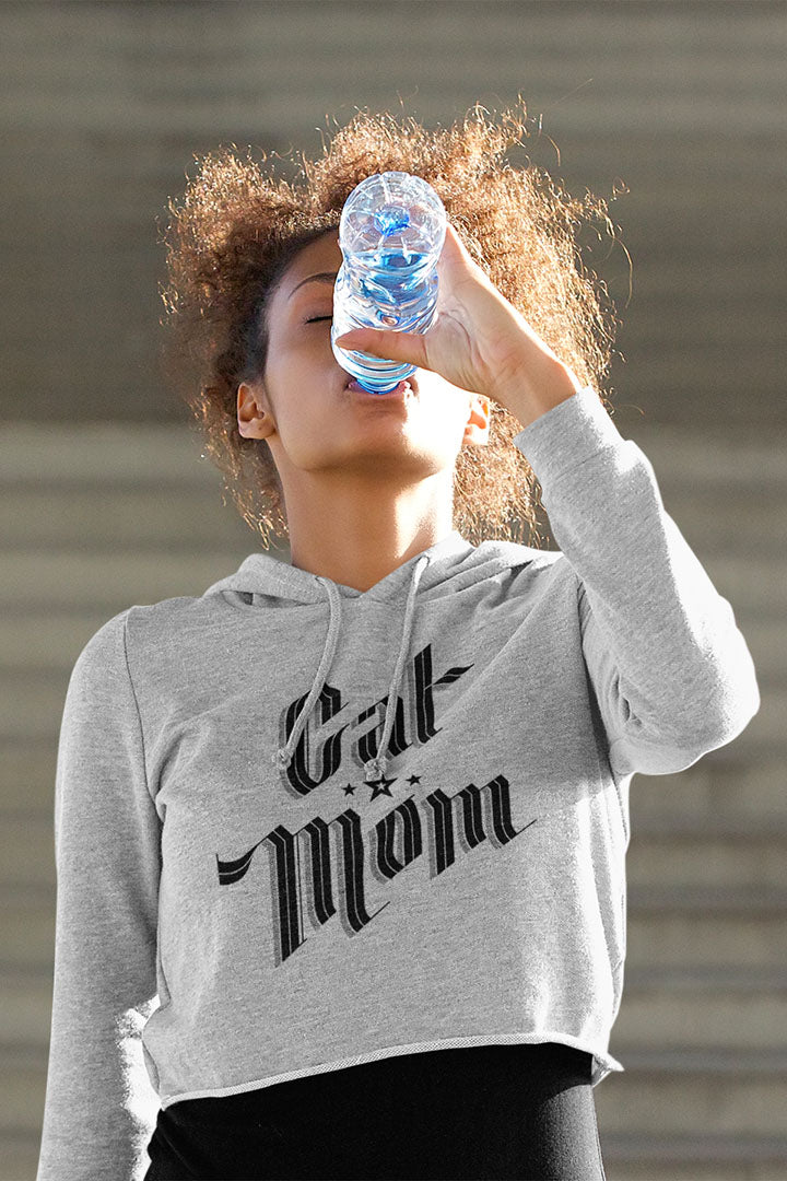 Cat Mom Women’s Cropped Hooded Sweatshirt