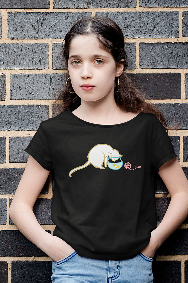 Cat & Fish Bowl Kid’s Heavy Cotton Graphic Tee