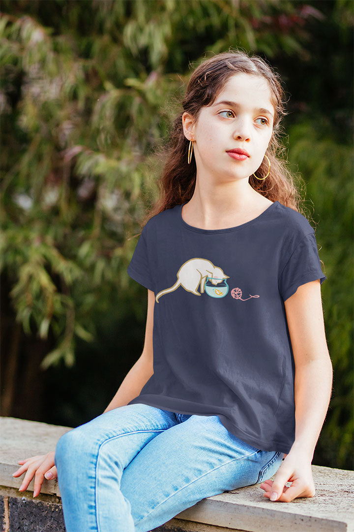 Cat & Fish Bowl Kid’s Heavy Cotton Graphic Tee