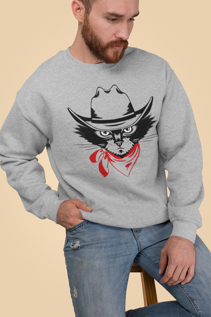 Cowboy Cat Heavy Blend Crewneck Sweatshirt