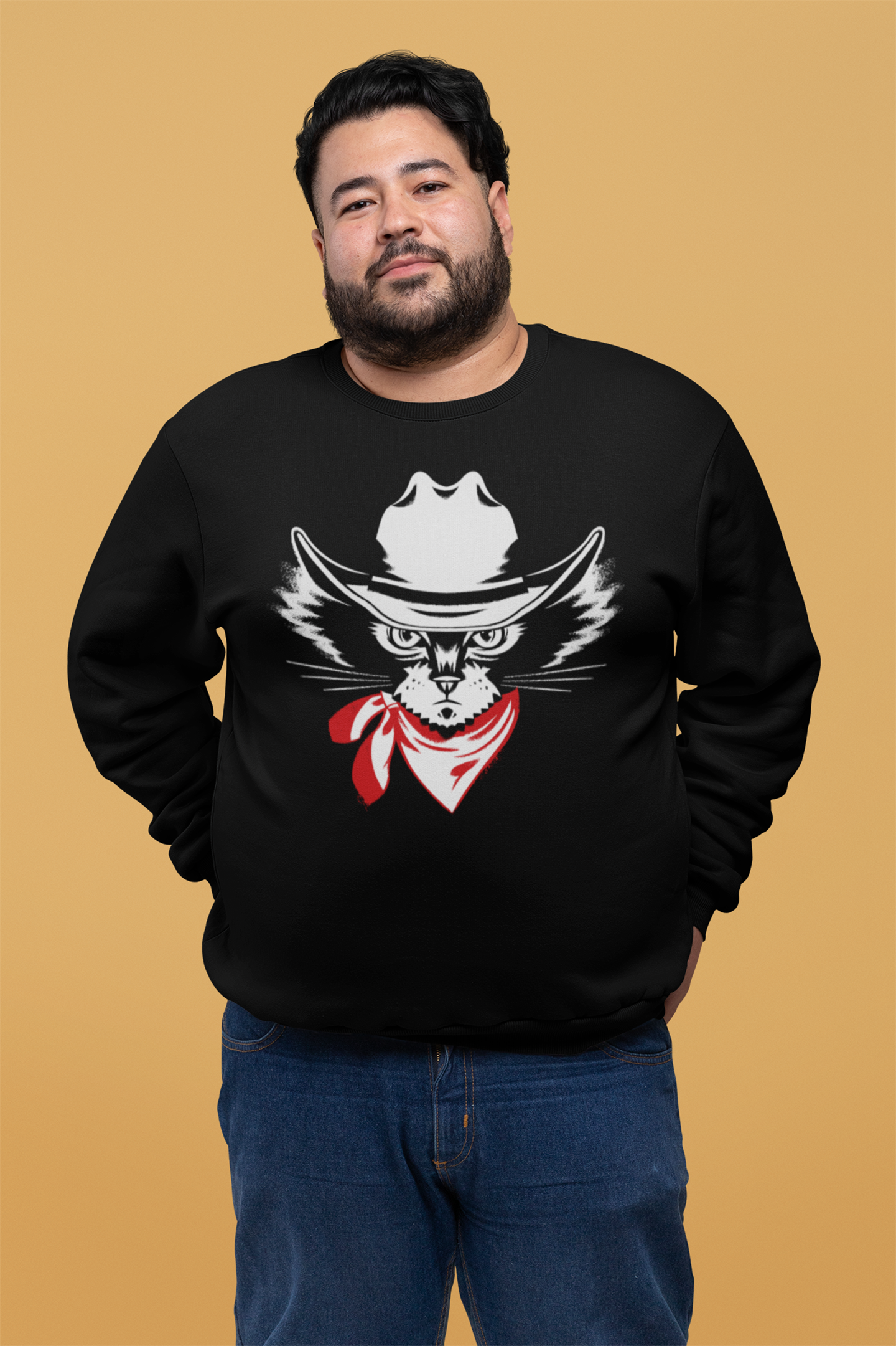 Cowboy Cat Heavy Blend Crewneck Sweatshirt