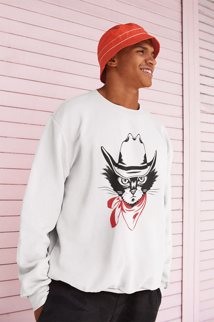 Cowboy Cat Men's Heavy Blend Crewneck Sweatshirt