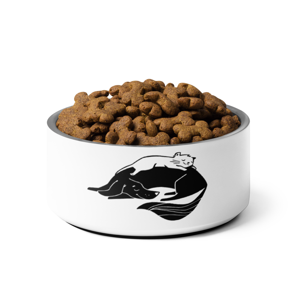 Cuddling Cat and Dog Pet bowl