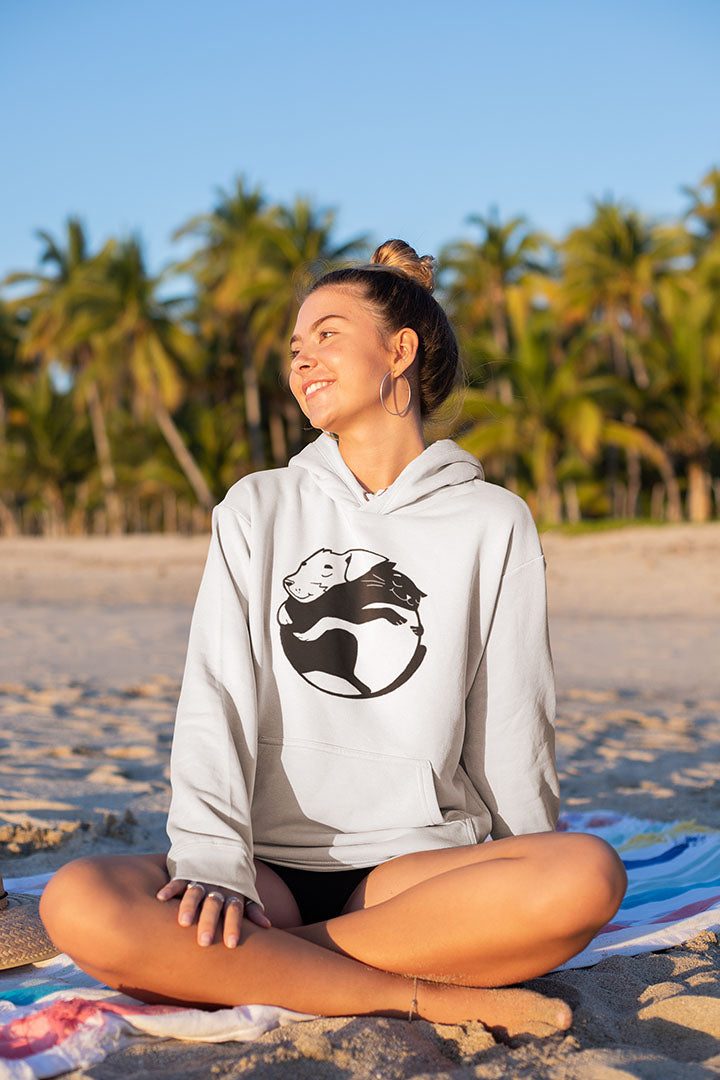 Dog & Cat Hugging Women's Hooded Sweatshirt
