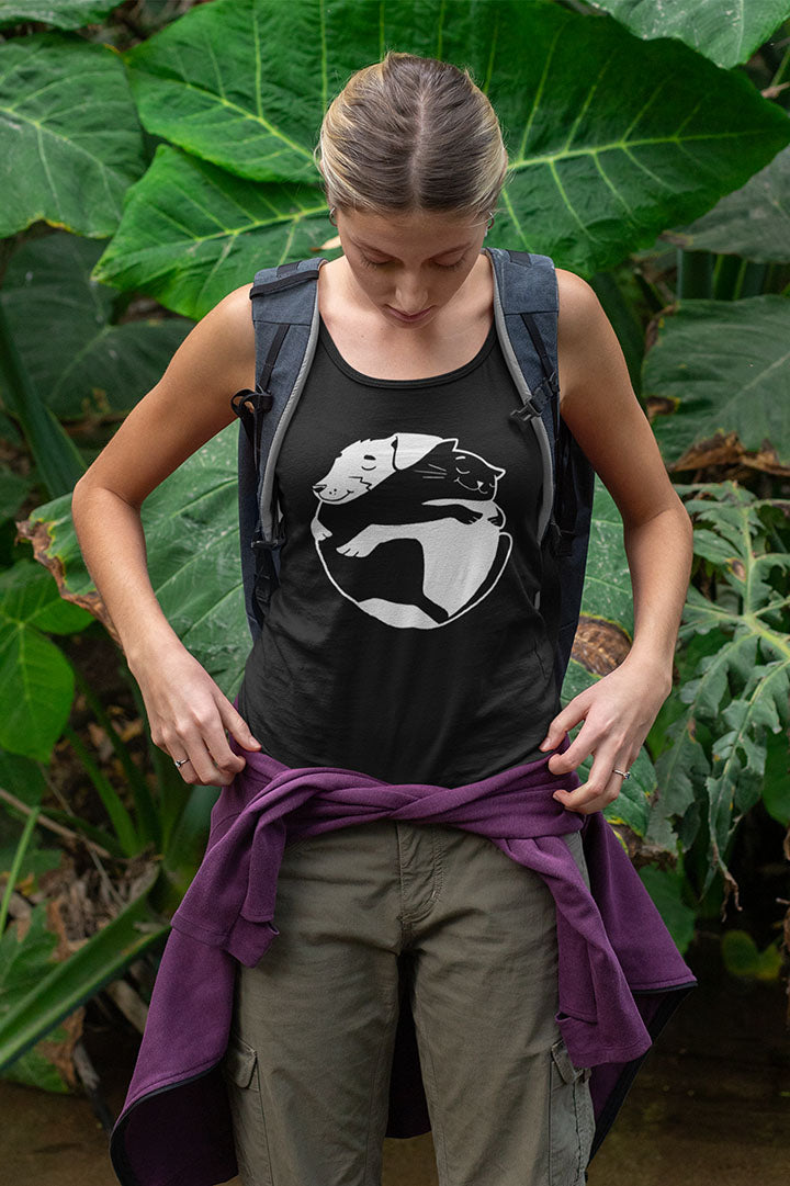 Dog & Cat Hugging Women's Racerback Tank Top
