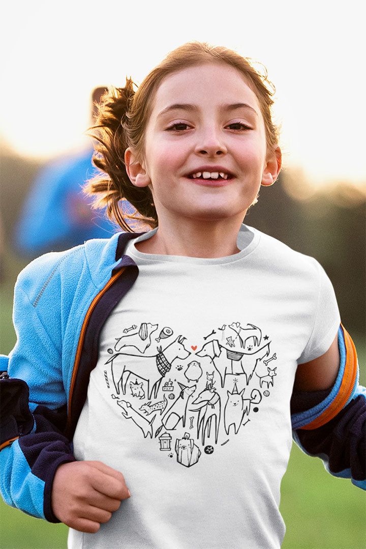 Adorable & Comfy Dog Heart Tee – Perfect for Kids Who Love Pups!
