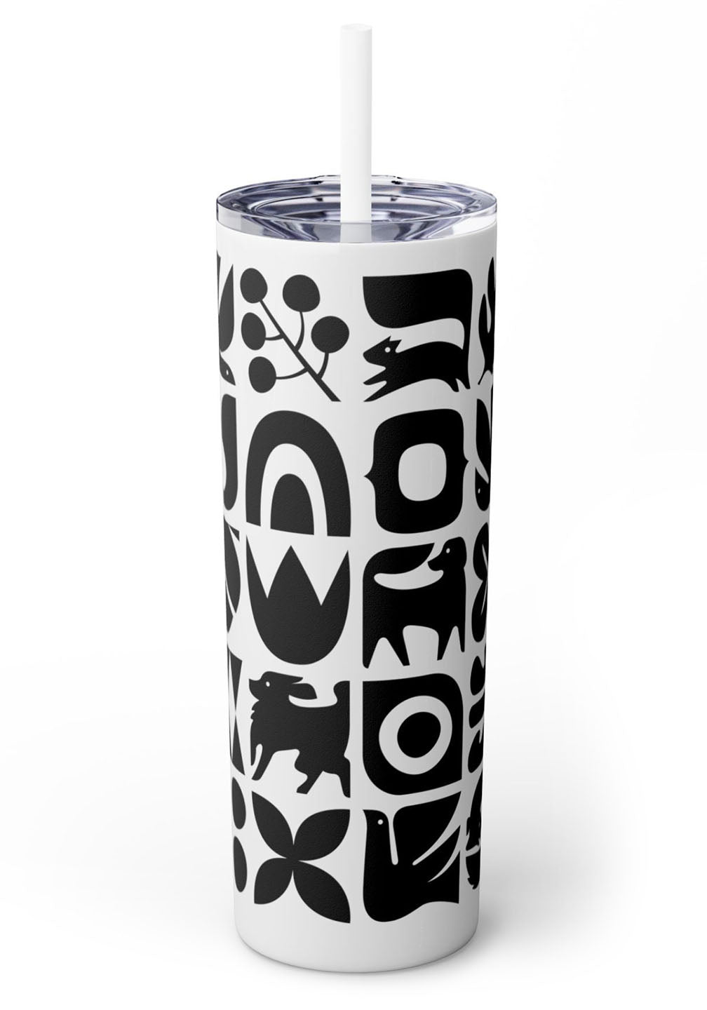 Graphic Dogs and Squirrels Skinny Tumbler with Straw, 20oz