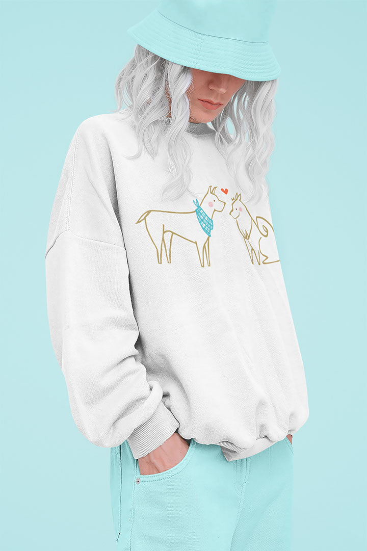Two Dogs in Love Women's Heavy Blend Crewneck Sweatshirt